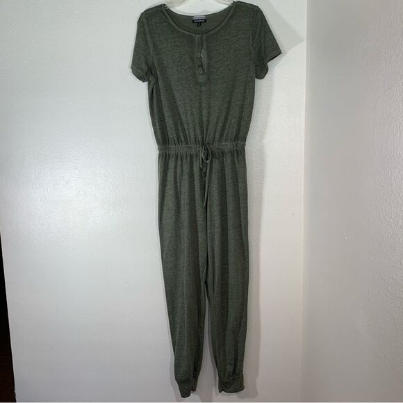 Allison Britney Olive Green Casual Jumpsuit Relaxed Fit and Elastic Waist Size S - Picture 1 of 9